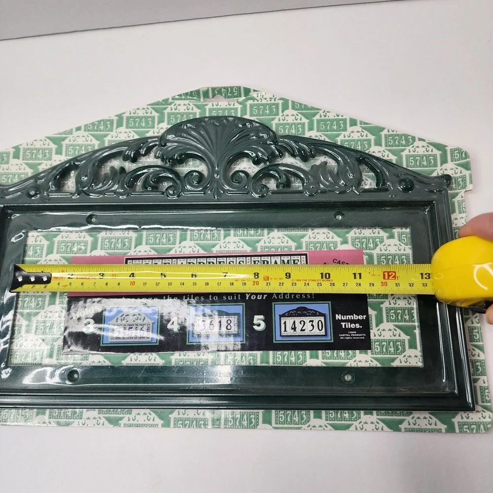 1998 Capital Products Ornate Green House Address Plaque Cast Aluminum New Sealed